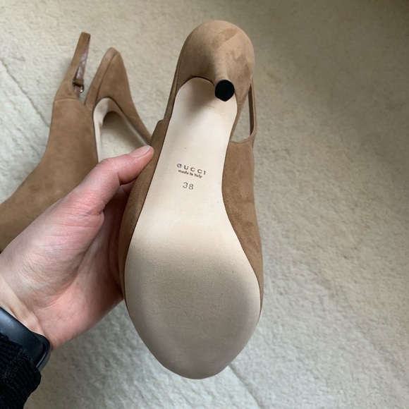 NWT Gucci Platform Sling back Peep toe Shoes. 38 - Picture 7 of 8